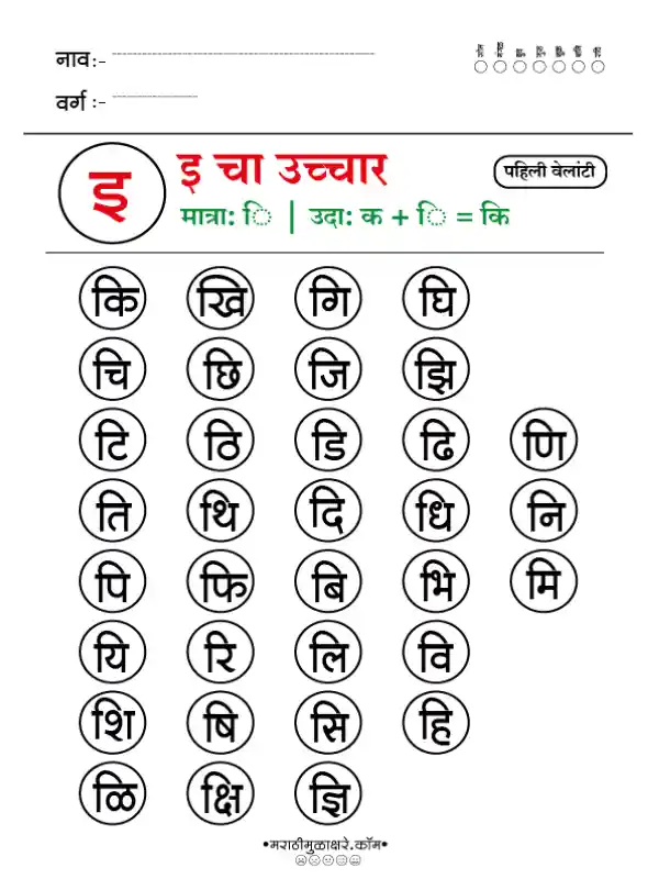 Marathi Choudahadi Chart मराठी चौदाखडी चार्ट इ